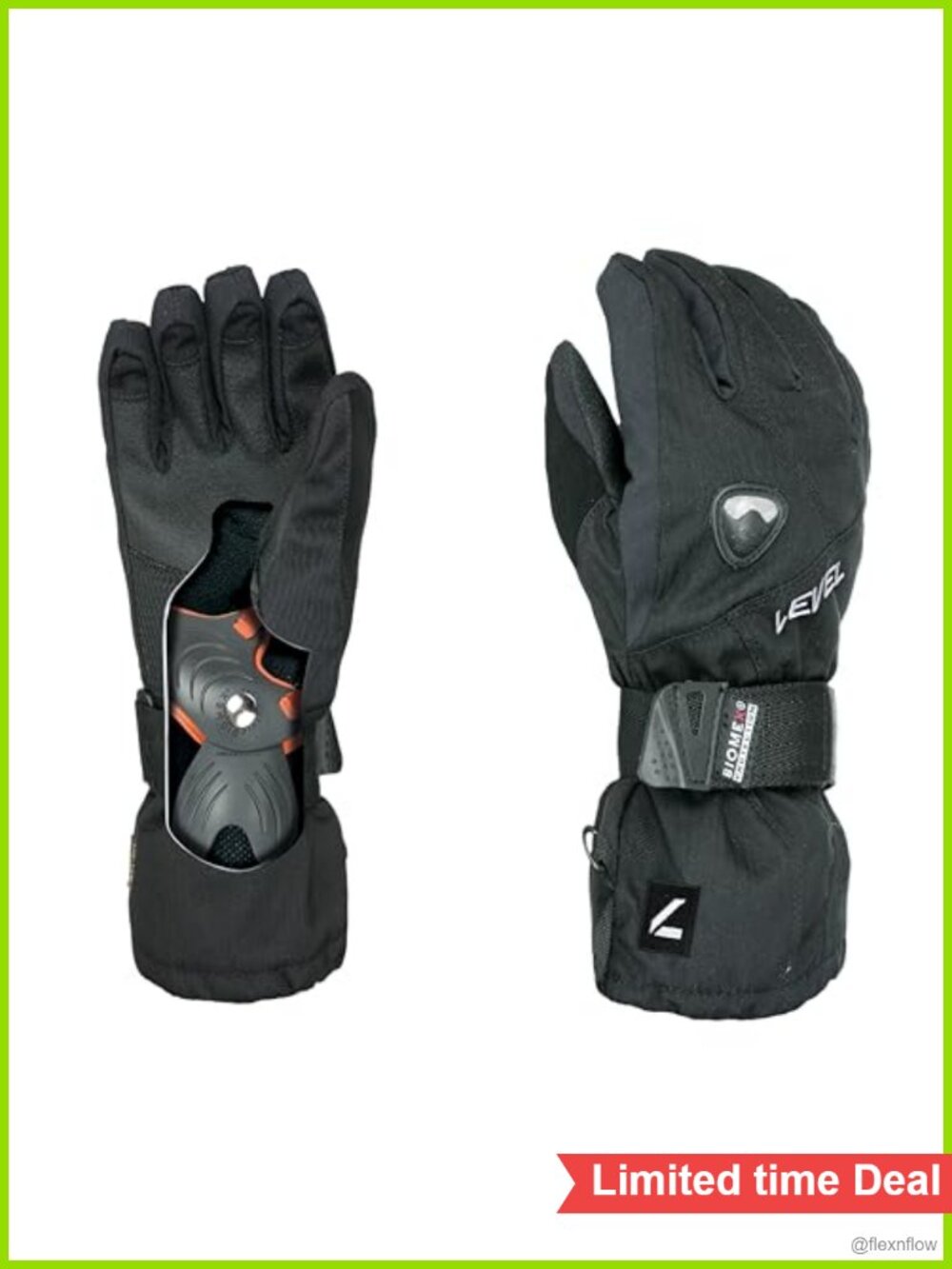 Junior Snowboard Gloves Wrist Guards Kevlar Palms Removable Fleece Liner